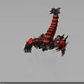 Sci Fi Character Mechanical Scorpion With Red Exoskeleton Metal Parts And Sharp Claws 3d model