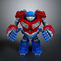 Red And Blue Armored Robot Character With Futuristic Mechanical Design