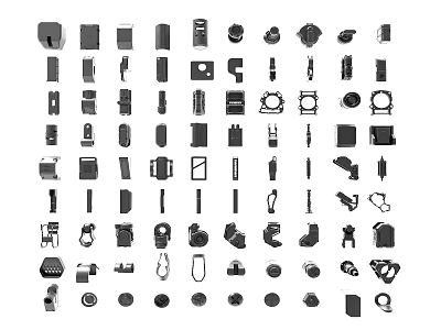 Diverse Black Icon Set Featuring Tools Parts And Various Symbols 3d model