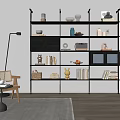 Modern Multi Tiered Shelving Unit With Books Decor Vases And Baskets 3d model