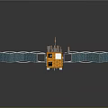 Orbital Satellite With Orange Body And Blue Solar Panels For Space Exploration