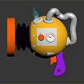 Unique Creative Weapon with Yellow Body Orange Front Purple Handle White Pipes and Blue Gauge