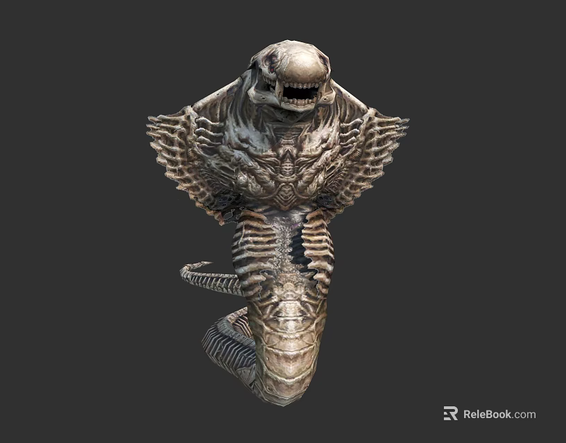 Mythical Creature With Skeletal Body Sharp Teeth And Wing Like Appendages 3d model