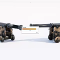 Pair of Antique Cannons With Wooden Carriage Iron Barrels And Wheels