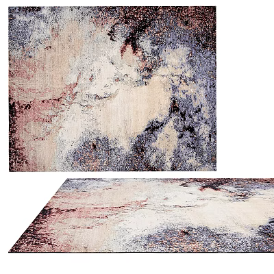 Modern Abstract Square Rug With Artistic Pink Beige Gray Texture For Living Room 3d model