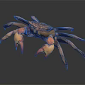 Brown Crab With Orange Pincers And Multiple Legs Displayed On Dark Background Exhibiting Fine Texture