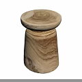 Natural Wooden Coffee Table With Round Top And Cylindrical Base Design