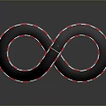 Landscape Featuring Infinite Symbol Shaped Black Track With Red White Edges And White Pillars
