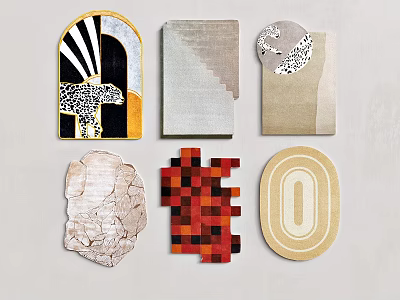 Stylish Shaped Rugs With Diverse Unique Patterns And Creative Designs For Home Decor 3d model