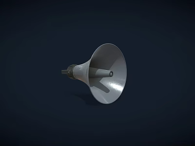 Modern Silver Megaphone Design With Shiny Metallic Finish On Dark Background 3d model