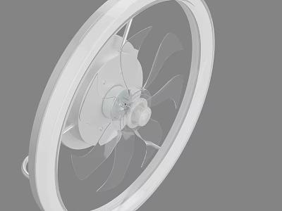 Modern White Circular Chandelier With Transparent Blades And Ceiling Lighting Design 3d model
