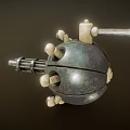 Mechanical Device With Spherical Structure Green Glowing Lights And Metal Components 3d model