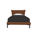 Modern Single Bed With Brown Tufted Headboard And Dark Gray Mattress 3d model