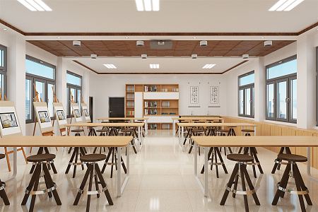 modern classroom 3d model