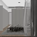 Modern Kitchen Interior With Wine Racks Appliances Countertop Window Blinds And Storage Cabinets