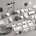 Modern Bathroom Set Including Bathtub Toilet Sink Shower Faucet And Accessories