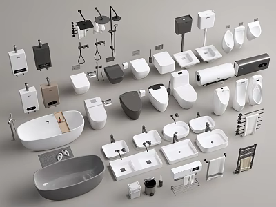 Modern toilet squat toilet urinal towel rack shower 3d model