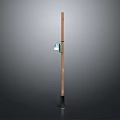Simple Street Light Structure With Wooden Pole And Green Lamp Shade