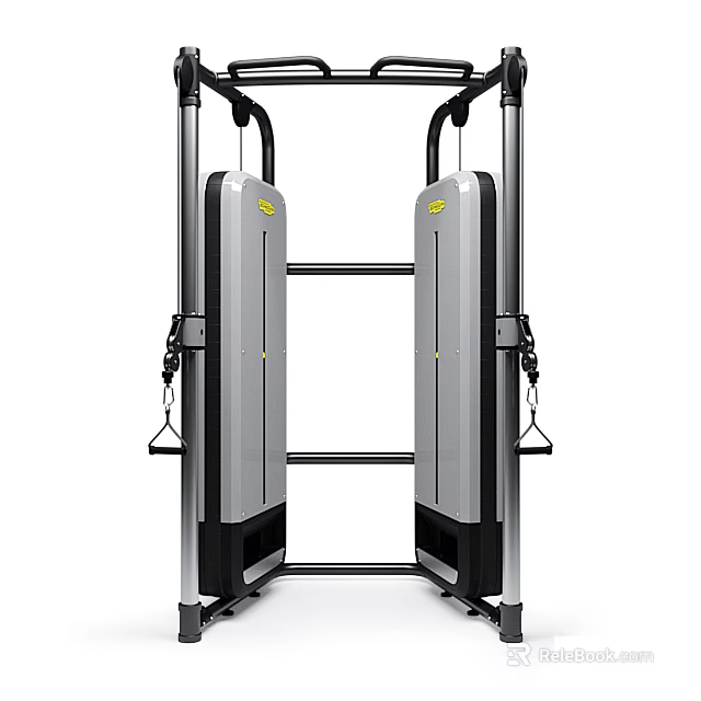 Fitness Equipment Dual Station With Silver Black Design And Adjustable Handles For Gym Use 3d model 