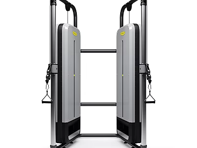 Fitness Equipment Dual Station With Silver Black Design And Adjustable Handles For Gym Use 3d model