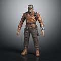 3D Human Character Explorer With Brown Jacket Tactical Gear And Backpack 3d model