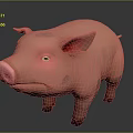 Cute Pink Pig 3D Model With Big Ears And Pink Snout On Dark Background