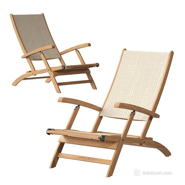 Wooden Frame Leisure Rocking Chair With Woven Seat And Backrest Design 3d model 