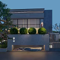 Modern Clubhouse Exterior Featuring Glass Facade Wooden Deck Plants And Interior Lounge Seating