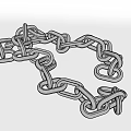Shiny Decorative Stainless Steel Chain with Interlocking Links on White Background 3d model