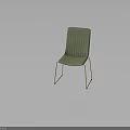 Light Green Upholstered Chair With Vertical Striped Backrest And Golden Metal Legs Modern Design