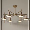 Minimalist Modern Chandelier With Golden Metal Frame And Glass Shades For Interior Decor