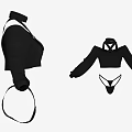Stylish Black Crop Top With Long Sleeves And High Neck Bikini Set