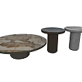 Modern Round Coffee Table With Marble Top And Leather Base Design 3d model
