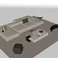 Modern L Shaped Sofa And Coffee Table Set With Pillows Rug And Floor Lamp