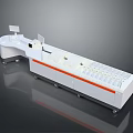 White Long Automated Processing Equipment With Curved Console Orange Stripe And Display Screen 3d model