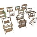 Wooden Playground Equipment with Various Swings Climbing Frames and Green Plants Decoration