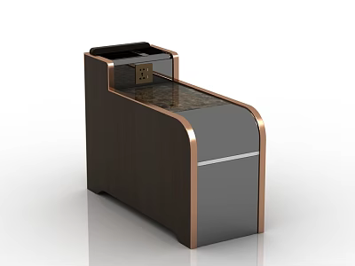 Modern Brown Wooden Coffee Table With Rose Gold Frame Glass Top And Sleek Design 3d model