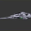 Futuristic Spaceship 3D Model With Sleek Gray Body Green Blue Accent Lights And Aerodynamic Design