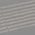 Multiple Classic White Railings Neatly Arranged in Rows on Gray Background 3d model