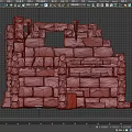 Medieval Stone Architectural Structure with Stacked Masonry Blocks and Fortress Design