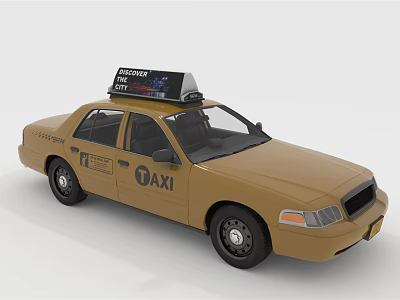 Brown Coastal City Taxi With Roof Top Sign And Exterior Design 3d model