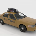 Brown Coastal City Taxi With Roof Top Sign And Exterior Design