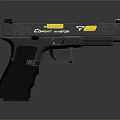 Tactical Corax Vipers Pistol With Black Textured Grip Yellow Accents And Green Sight