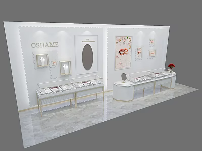 OSHAME Jewelry Store Interior With Modern Display Cases And Elegant Jewelry Displays 3d model