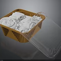 Fresh Powdered Food In Orange Plastic Container With Transparent Open Lid