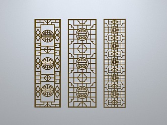 Chinese-style window grilles line silhouette pane window sill border engraved window edge strip construction 3d model