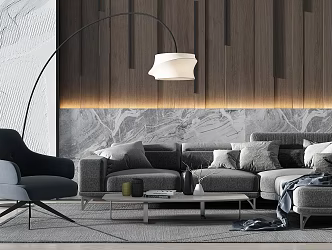 Modern Sofa Coffee Table Combination Corner Sofa Coffee Table Leisure Chair Floor Lamp Combination 3d model