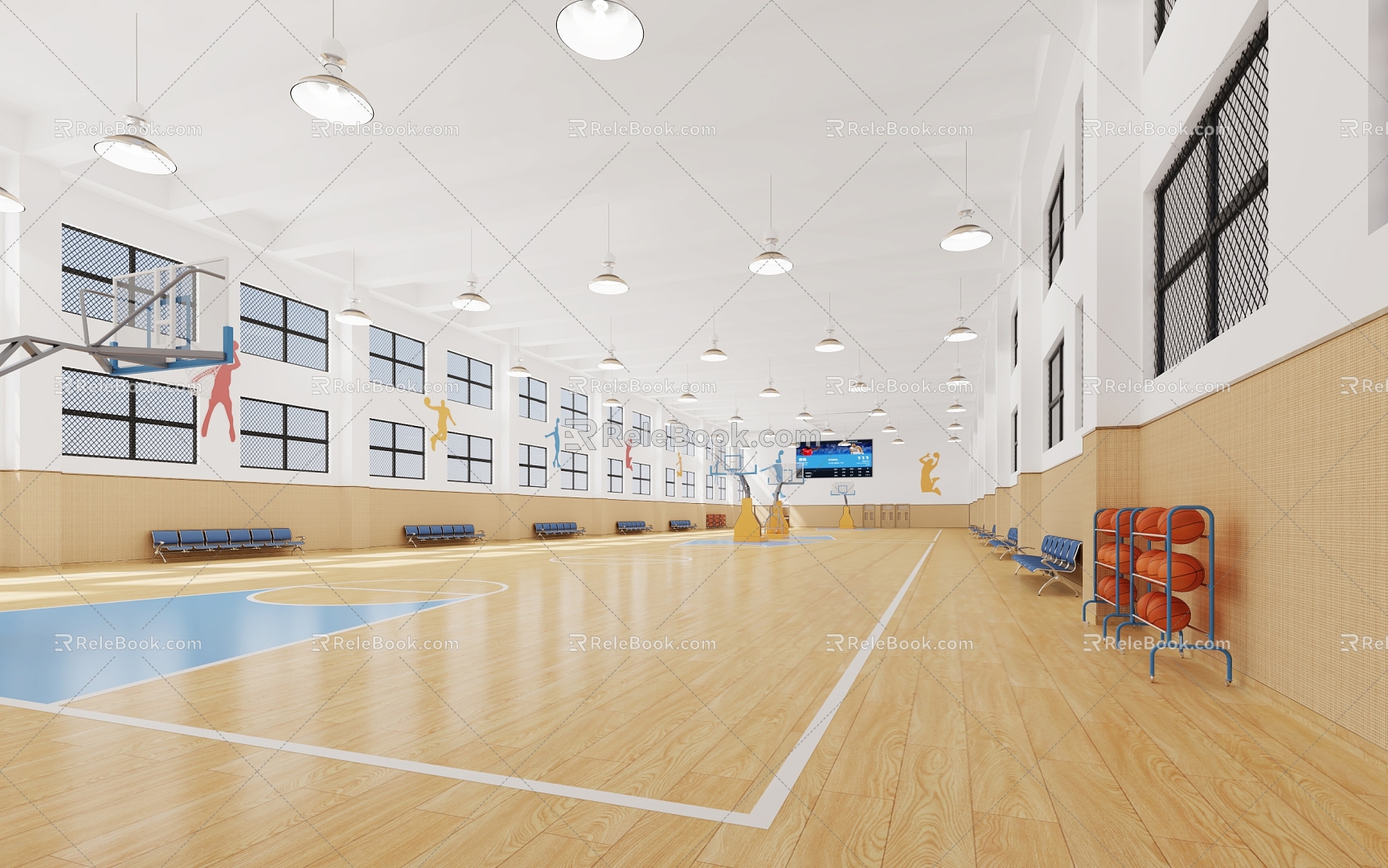 school basketball court basketball room basketball basketball gymnasium football field volleyball room 3d model