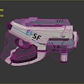Futuristic Sci-Fi Gun Featuring EFSF Logo Modern Mechanical Details and White Blue Accents