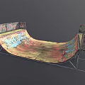 Colorful Skateboard Ramp Design With Graffiti Art And Metal Frame Structure